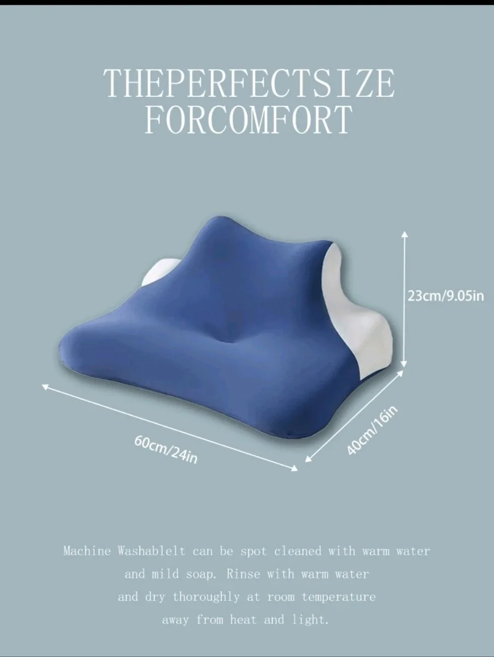 Ergonomic Memory Foam Neck & Back Pillow - Blue White